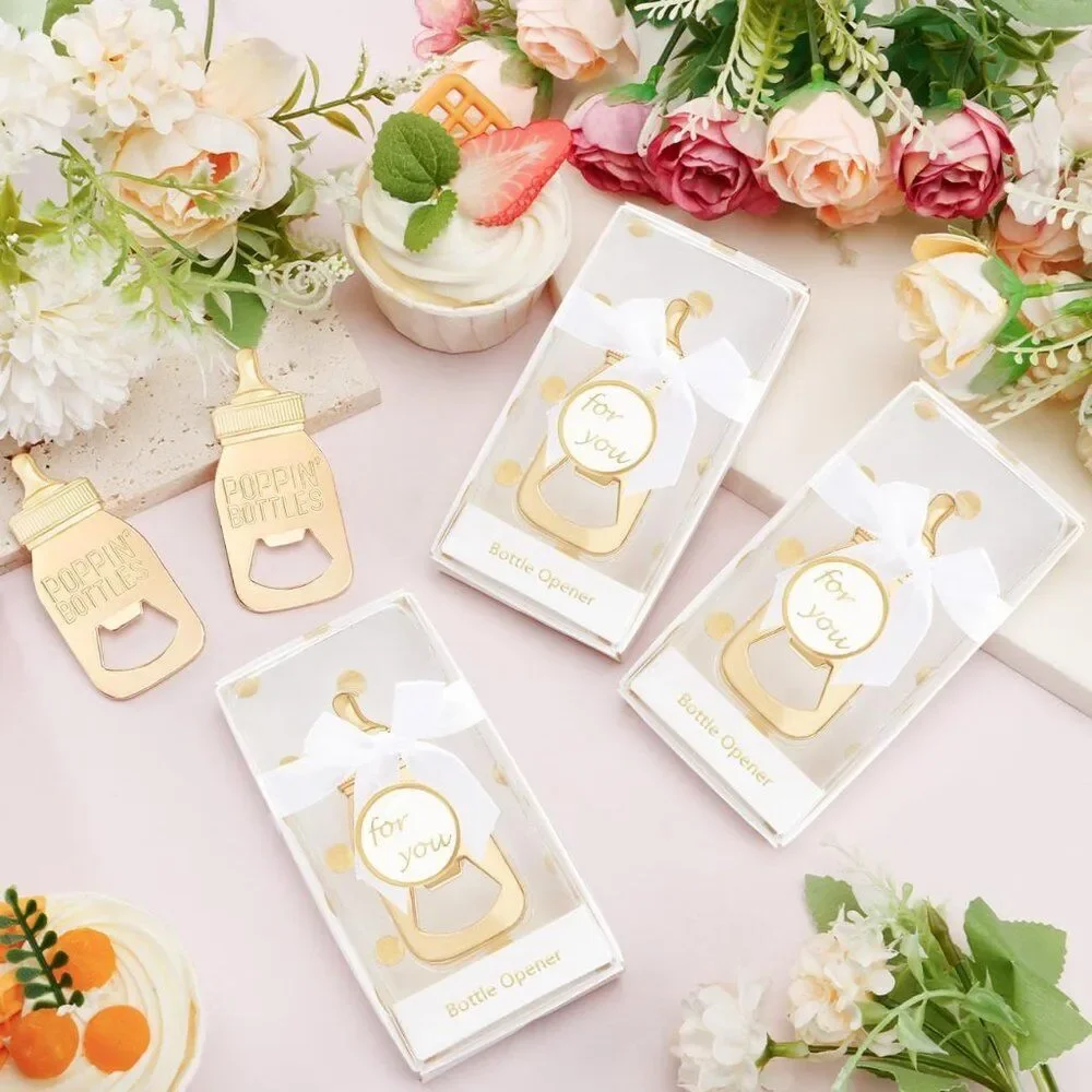Set of 24 Boxed 'Poppin Bottles' Gold Bottle Opener‎s Baby Shower Gifts Favors